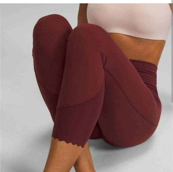 lululemon athletica Pants - NWOT Lululemon Align Scalloped Hem High-Rise Crop 23" Red Merlot Size 12